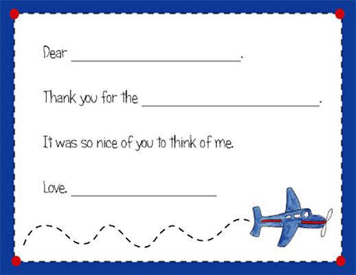 Airplane Fill In Thank You Note Cards
